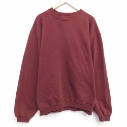 XL★古着 チャンピオン champion 長袖 スウェット メンズ 00年代 00s 無地 サイズ クルーネック エンジ 25oct08 中古 スエット トレーナー トップス