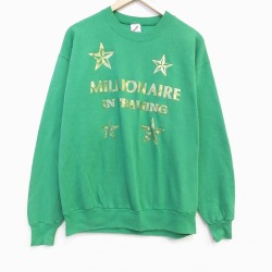 L★古着 ジャージーズ 長袖 スウェット メンズ 90年代 90s 星 クルーネック USA製 緑 グリーン 25oct21 中古 スエット トレーナー トップス