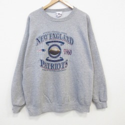 XL★古着 長袖 スウェット メンズ 00年代 00s NFL ニューイングランドペイトリオッツ 大きいサイズ クルーネック グレー 霜降り アメフトスーパーボウル 25oct21 中古 スエット トレーナー トップス
