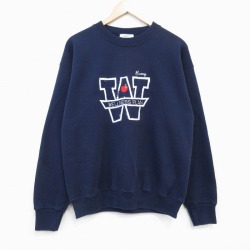 チャンピオン 90s 長袖スウェット W刺繍 ネイビー M | 古着