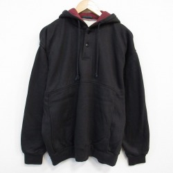 XL★古着 長袖 スウェット パーカー メンズ 90年代 90s 無地 黒 ブラック 内側サーマル 【spe】 25oct09 中古 スエット トレーナー トップス