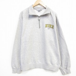 XL★古着 ナイキ NIKE 長袖 ハーフジップ スウェット メンズ 00年代 00s 大きいサイズ 薄グレー 霜降り 25oct29 中古 スエット トレーナー トップス