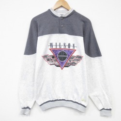 【50%OFF】XL★古着 長袖 スウェット メンズ 90年代 90s WILSON ヘンリーネック 白他 ホワイト 霜降り 【spe】 25oct29 中古 スエット トレーナー トップス