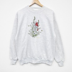 【50%OFF】90s 長袖スウェット 鳥 グレー L | 古着