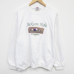 【50%OFF】90s 長袖スウェット WYOMING刺繍 ホワイト L | 古着