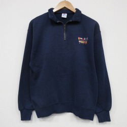 M★古着 ジャージーズ 長袖 ハーフジップ スウェット メンズ 90年代 90s オーシャンシティ 襟付き USA製 紺 25nov13