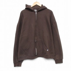 XL★古着 ラッセル 長袖 フルジップ スウェット パーカー メンズ 大きいサイズ こげ茶【spe】 25nov13