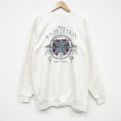 XL★古着 長袖 スウェット メンズ 90年代 90s フィッシング ルアー 大きいサイズ クルーネック USA製 白【spe】 25nov13