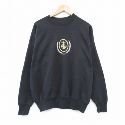 【50%OFF】90s 長袖スウェット イカリ刺繍 ブラック L | 古着