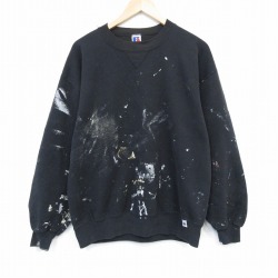 L★古着 ラッセル 長袖 スウェット メンズ 90年代 90s クルーネック USA製 黒 ブラック 【spe】 25nov05 中古 スエット トレーナー トップス