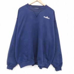 XL★古着 カーハート 長袖 スウェット メンズ 00年代 00s ワンポイントロゴ 大きいサイズ クルーネック 紺 25nov12