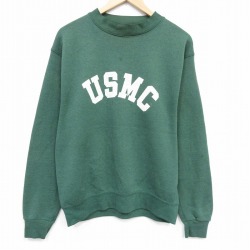 L★古着 長袖 スウェット メンズ 90年代 90s USMC クルーネック USA製 緑 25nov12