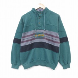 M★古着 TODAYS NEWS 長袖 スウェット メンズ 90年代 90s TDH 刺繍 緑他 25nov12