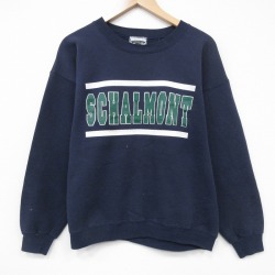 L★古着 リー Lee 長袖 スウェット メンズ 90年代 90s SCHALMONT クルーネック USA製 紺 25nov13