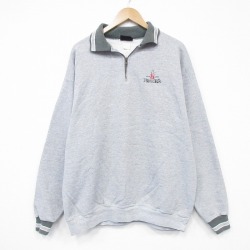 XL★古着 長袖 ハーフジップ スウェット メンズ 00年代 00s BECKS 襟付き グレー 霜降り 25nov13