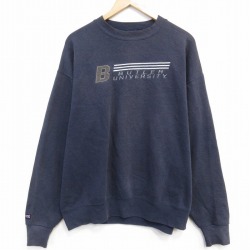 XL★古着 ジャンスポーツ 長袖 スウェット メンズ 90年代 90s BUTLER クルーネック USA製 紺 25nov14
