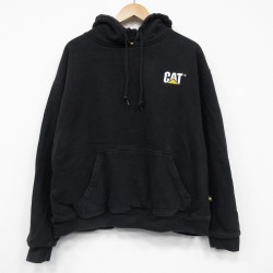 CAT 長袖パーカー ワンポイントロゴ ブラック XL | 古着