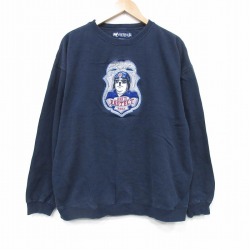 L★古着 ビッグドッグス 長袖 スウェット メンズ 00年代 00s ポリス 刺繍 クルーネック 黒 25nov15