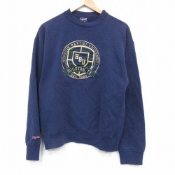 M★古着 ジャンスポーツ 長袖 スウェット メンズ 90年代 90s ヒューストン クルーネック USA製 紺 25nov18
