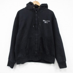 XL★古着 キャンバー 長袖 フルジップ スウェット パーカー メンズ 90年代 90s マウンテン 大きいサイズ USA製 黒 内側サーマル 25nov18