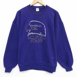 【50%OFF】ジャージーズ 90s 長袖スウェット 鳥刺繍 パープル XL | 古着