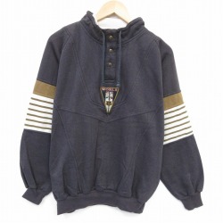 L★古着 TODAYS NEWS 長袖 スウェット メンズ 90年代 90s WORLD モックネック ハイネック 黒 25nov17
