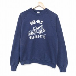 XL★古着 ジャージーズ 長袖 スウェット メンズ 80年代 80s レッカー車 ラグラン クルーネック USA製 紺 25nov17