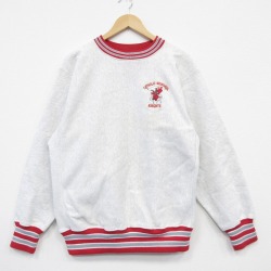 XL★古着 長袖 スウェット メンズ 90年代 90s 騎士 クルーネック USA製 薄グレー 霜降り 25nov18