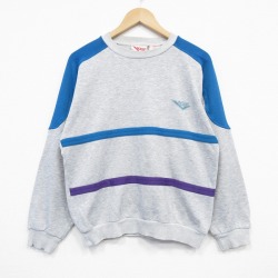 M★古着 ポニー 長袖 スウェット メンズ 90年代 90s ワンポイントロゴ クルーネック 薄グレー他 霜降り 25nov18