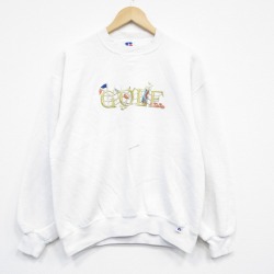 M★古着 ラッセル 長袖 スウェット メンズ 90年代 90s ゴルフ 刺繍 クルーネック USA製 白【spe】 25nov18