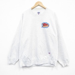 XL★古着 ラッセル 長袖 スウェット メンズ 00年代 00s クルーネック 薄グレー 霜降り 25nov18