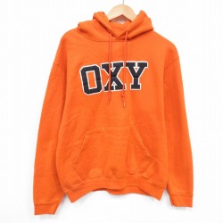 L★古着 長袖 スウェット パーカー メンズ OXY USA製 濃オレンジ 25nov18
