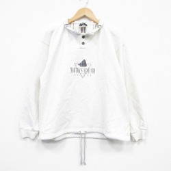 XL★古着 長袖 スウェット メンズ 90年代 90s アイランド 襟付き USA製 白 25nov19