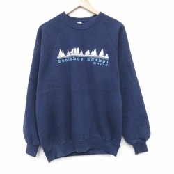 M★古着 ラッセル 長袖 スウェット メンズ 80年代 80s ヨット ラグラン クルーネック USA製 紺 25nov20