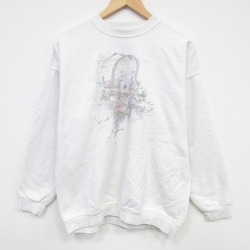 L★古着 NORTHERN REFRECTIONS 長袖 スウェット メンズ 00年代 00s 花 クルーネック 白 25nov20