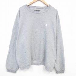 XL★古着 チャンピオン champion 長袖 スウェット メンズ 00年代 00s ワンポイントロゴ 大きいサイズ クルーネック グレー 霜降り 25nov20
