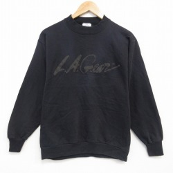 S★古着 長袖 スウェット メンズ 90年代 90s LAギア クルーネック USA製 黒 25nov28