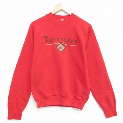 S★古着 フルーツオブザルーム 長袖 スウェット メンズ 90年代 90s テネシー 刺繍 クルーネック USA製 赤 25nov28