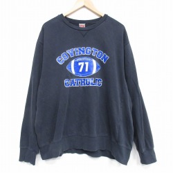 XL★古着 ナイキ NIKE 長袖 スウェット メンズ 00年代 00s アメフト 大きいサイズ クルーネック 黒 25nov29