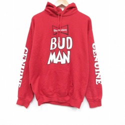 【20%OFF】M★古着 TULTEX 長袖 スウェット パーカー メンズ 90年代 90s BUDMAN USA製 赤【spe】 25dec08