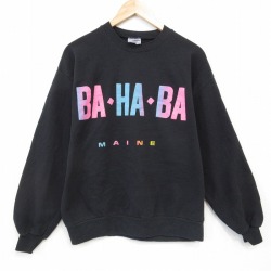 M★古着 ジャージーズ 長袖 スウェット メンズ 90年代 90s BAHABA クルーネック USA製 黒 25dec04