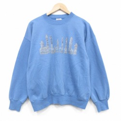 XL★古着 ヘインズ 長袖 スウェット メンズ 00年代 00s サウスカロライナ クルーネック 薄紺 25dec05