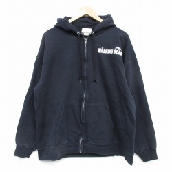 XL★古着 ヘインズ 長袖 フルジップ スウェット パーカー メンズ ドラマ ウォーキングデッド 黒 25dec06