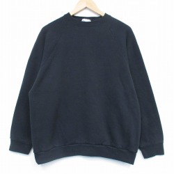 L★古着 フルーツオブザルーム 長袖 スウェット メンズ 00年代 00s 無地 クルーネック 黒 25dec06