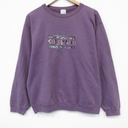 M★古着 長袖 スウェット メンズ 80年代 80s コロラド 刺繍 クルーネック USA製 薄紫 25dec10