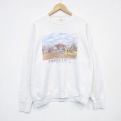 XL★古着 長袖 スウェット メンズ 90年代 90s ビーチ クルーネック USA製 白 25dec12