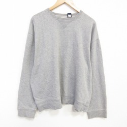 XL★古着 ギャップ GAP 長袖 スウェット メンズ 00年代 00s 無地 クルーネック グレー 霜降り 25dec10