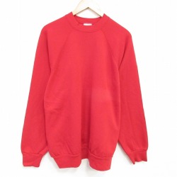 L★古着 TULTEX長袖 スウェット メンズ 90年代 90s 無地 ラグラン クルーネック USA製 赤 25dec10