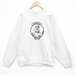 XL★古着 フルーツオブザルーム 長袖 スウェット メンズ 90年代 90s 雪ダルマ クルーネック USA製 薄グレー 霜降り【spe】 25dec11