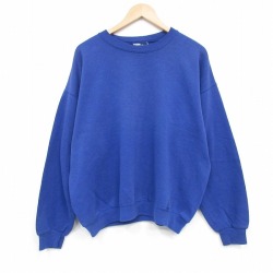 XL★古着 長袖 スウェット メンズ 90年代 90s 無地 大きいサイズ クルーネック USA製 青 25dec12